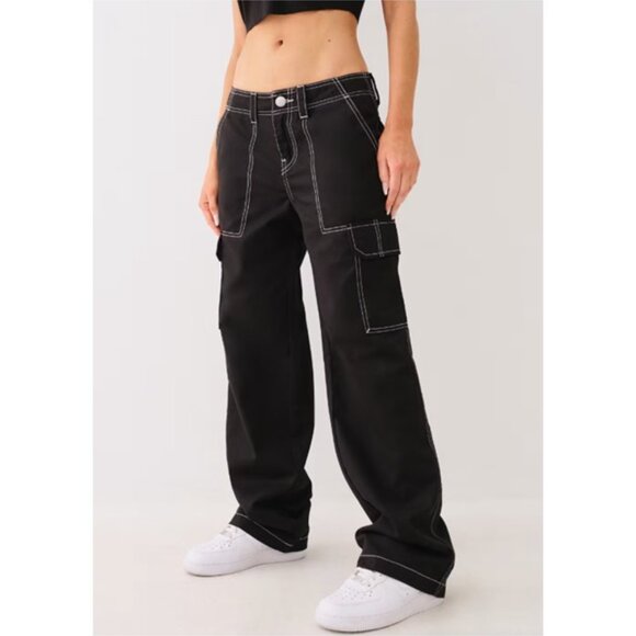 New True Religion Women's Military SN Cargo Pants Size 27 Black Baggy MSRP $149 - Picture 1 of 12